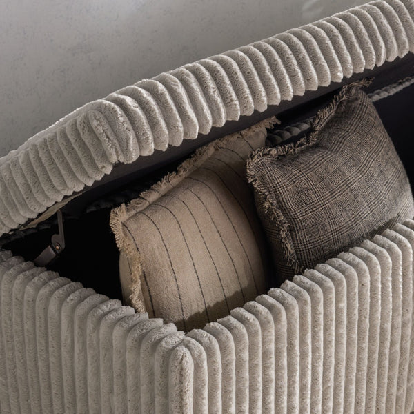 Safavieh LYNZIE Plush Corduroy Storage Bench - Stylish Seating with Hidden Storage for Modern Homes and Décor Grey SFV6114B