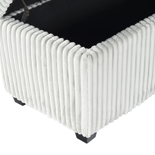 Safavieh LYNZIE Plush Corduroy Storage Bench - Stylish Seating with Hidden Storage for Modern Homes and Décor Grey SFV6114B