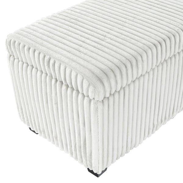 Safavieh LYNZIE Plush Corduroy Storage Bench - Stylish Seating with Hidden Storage for Modern Homes and Décor Grey SFV6114B