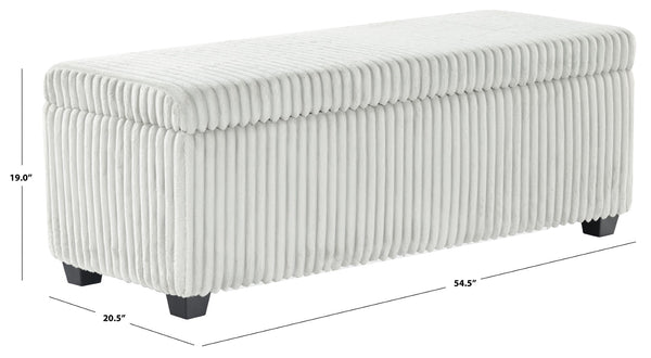 Safavieh LYNZIE Plush Corduroy Storage Bench - Stylish Seating with Hidden Storage for Modern Homes and Décor Grey SFV6114B