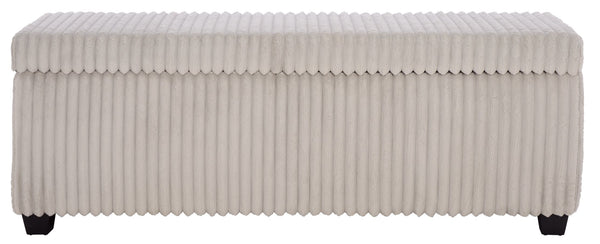 Safavieh Lynzie Elegant Channel Tufted Storage Bench - Soft Fabric, Stylish Design For Modern Living Spaces Grey Wood ,Metal ,Foam ,Fabric Sfv6114b