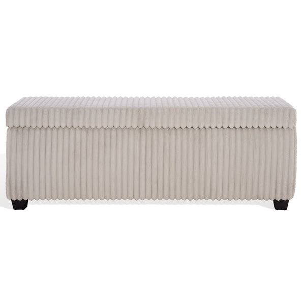 Safavieh Lynzie Elegant Channel Tufted Storage Bench - Soft Fabric, Stylish Design For Modern Living Spaces Grey Wood ,Metal ,Foam ,Fabric Sfv6114b