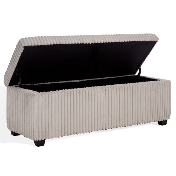 Safavieh Lynzie Elegant Channel Tufted Storage Bench - Soft Fabric, Stylish Design For Modern Living Spaces Grey Wood ,Metal ,Foam ,Fabric Sfv6114b