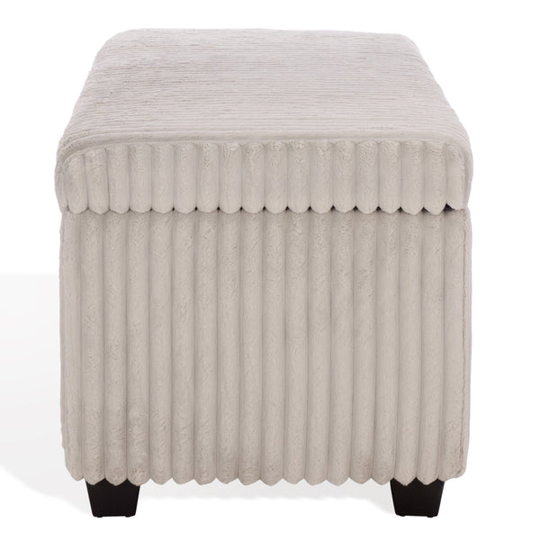 Safavieh Lynzie Elegant Channel Tufted Storage Bench - Soft Fabric, Stylish Design For Modern Living Spaces Grey Wood ,Metal ,Foam ,Fabric Sfv6114b