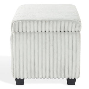 Safavieh LYNZIE Plush Corduroy Storage Bench - Stylish Seating with Hidden Storage for Modern Homes and Décor Grey SFV6114B
