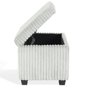 Safavieh LYNZIE Plush Corduroy Storage Bench - Stylish Seating with Hidden Storage for Modern Homes and Décor Grey SFV6114B