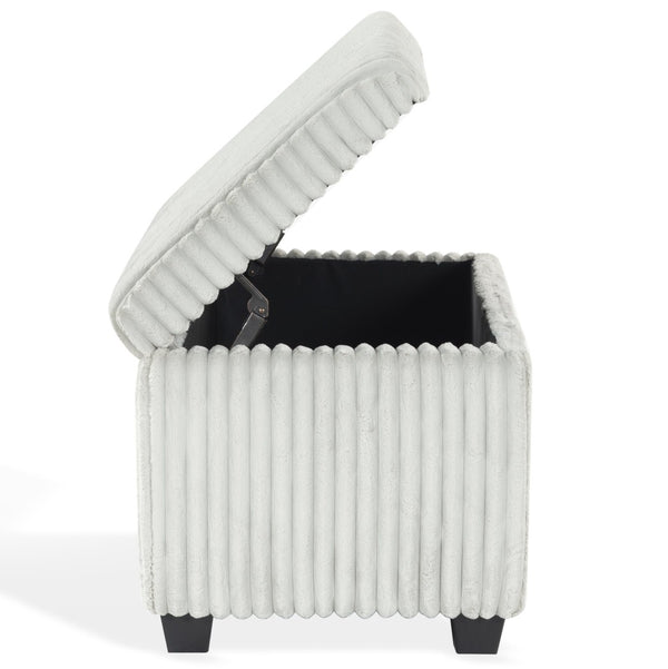 Safavieh LYNZIE Plush Corduroy Storage Bench - Stylish Seating with Hidden Storage for Modern Homes and Décor Grey SFV6114B