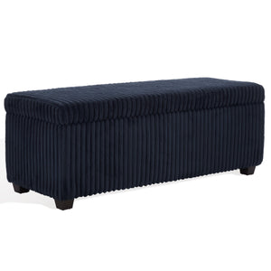Safavieh Lynzie Elegant Channel Tufted Storage Bench - Soft Fabric, Stylish Design For Modern Living Spaces Navy Wood ,Metal ,Foam ,Fabric Sfv6114c