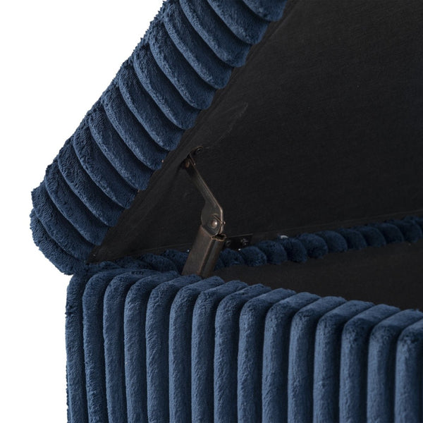 Safavieh LYNZIE Plush Corduroy Storage Bench - Stylish Seating with Hidden Storage for Modern Homes and Décor Navy SFV6114C