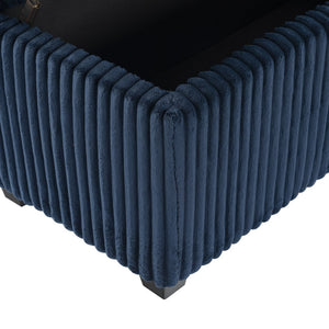 Safavieh LYNZIE Plush Corduroy Storage Bench - Stylish Seating with Hidden Storage for Modern Homes and Décor Navy SFV6114C