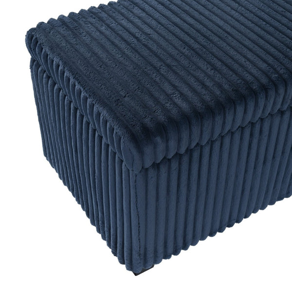 Safavieh LYNZIE Plush Corduroy Storage Bench - Stylish Seating with Hidden Storage for Modern Homes and Décor Navy SFV6114C