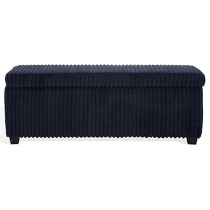Safavieh Lynzie Elegant Channel Tufted Storage Bench - Soft Fabric, Stylish Design For Modern Living Spaces Navy Wood ,Metal ,Foam ,Fabric Sfv6114c