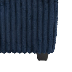 Safavieh LYNZIE Plush Corduroy Storage Bench - Stylish Seating with Hidden Storage for Modern Homes and Décor Navy SFV6114C