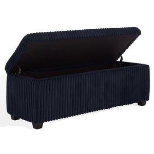 Safavieh Lynzie Elegant Channel Tufted Storage Bench - Soft Fabric, Stylish Design For Modern Living Spaces Navy Wood ,Metal ,Foam ,Fabric Sfv6114c