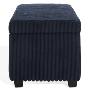 Safavieh Lynzie Elegant Channel Tufted Storage Bench - Soft Fabric, Stylish Design For Modern Living Spaces Navy Wood ,Metal ,Foam ,Fabric Sfv6114c