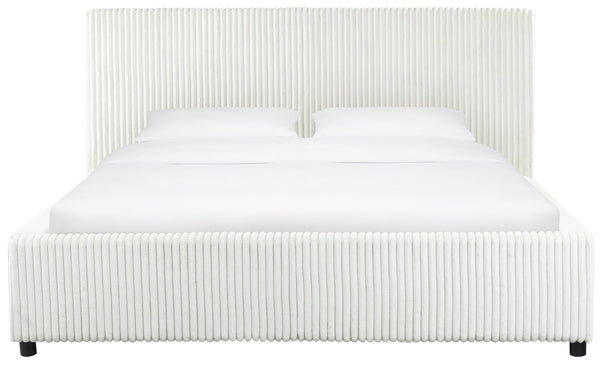 Safavieh Mallika Channel Tufted King Bed – Elegant Ivory & Black Design For A Luxurious Bedroom Retreat Ivory ,Black Wood ,Foam ,Fabric Sfv6117a-k-2bx