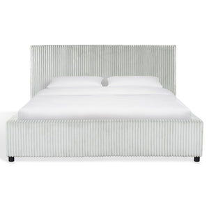 Safavieh Mallika Channel Tufted King Bed – Elegant Ivory & Black Design For A Luxurious Bedroom Retreat Grey ,Black Wood ,Foam ,Fabric Sfv6117b-q-2bx
