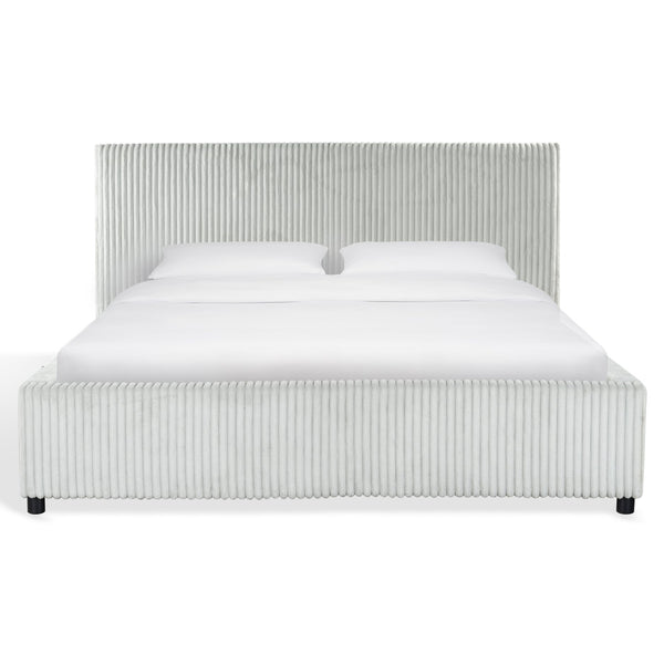 Safavieh Mallika Channel Tufted King Bed – Elegant Ivory & Black Design For A Luxurious Bedroom Retreat Grey ,Black Wood ,Foam ,Fabric Sfv6117b-q-2bx