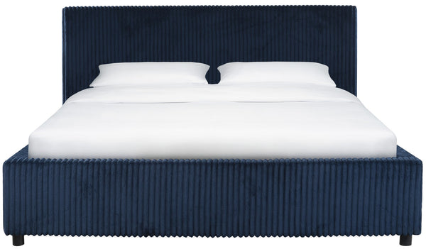 Safavieh Mallika Channel Tufted King Bed – Elegant Ivory & Black Design For A Luxurious Bedroom Retreat Navy ,Black Wood ,Foam ,Fabric Sfv6117c-q-2bx