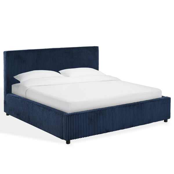 Safavieh Mallika Channel Tufted King Bed – Elegant Ivory & Black Design For A Luxurious Bedroom Retreat Navy ,Black Wood ,Foam ,Fabric Sfv6117c-q-2bx