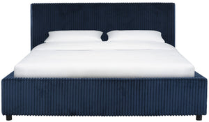 Safavieh Mallika Channel Tufted King Bed – Elegant Ivory & Black Design For A Luxurious Bedroom Retreat Navy ,Black Wood ,Foam ,Fabric Sfv6117c-q-2bx