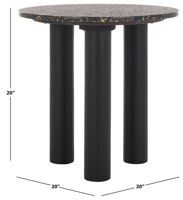 Safavieh Kathalina Round Terrazzo Top Accent Table Black SFV6404A-2BX