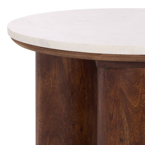 Safavieh Soniaclara Marble Top Round Accent Table - Elegant Walnut And White Design For Stylish Spaces Walnut ,White Wood ,Marble Sfv6409a-2bx