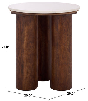 Safavieh Soniaclara Marble Top Round Accent Table - Elegant Walnut And White Design For Stylish Spaces Walnut ,White Wood ,Marble Sfv6409a-2bx