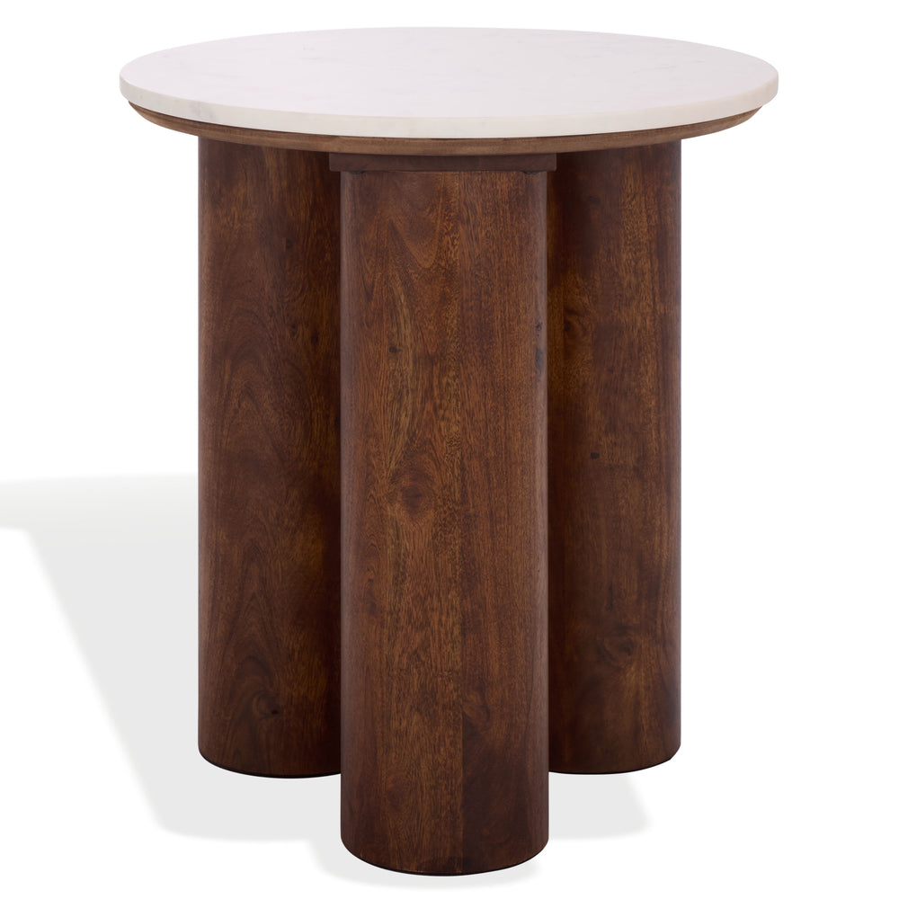 Safavieh Soniaclara Marble Top Round Accent Table - Elegant Walnut And White Design For Stylish Spaces Walnut ,White Wood ,Marble Sfv6409a-2bx