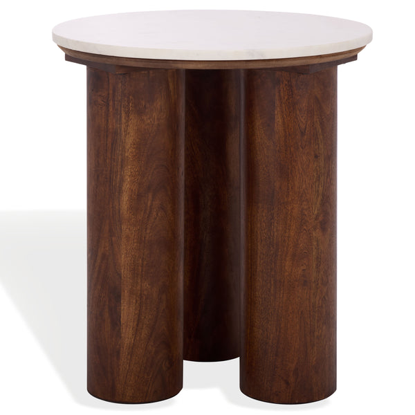 Safavieh Soniaclara Marble Top Round Accent Table - Elegant Walnut And White Design For Stylish Spaces Walnut ,White Wood ,Marble Sfv6409a-2bx