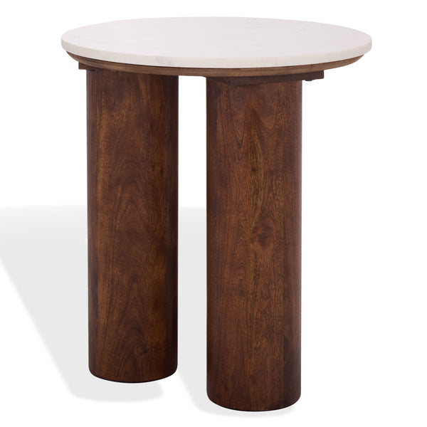 Safavieh Soniaclara Marble Top Round Accent Table - Elegant Walnut And White Design For Stylish Spaces Walnut ,White Wood ,Marble Sfv6409a-2bx