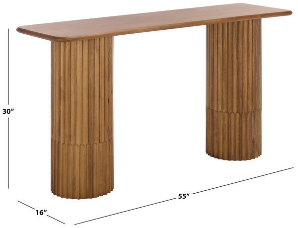 Safavieh Treyshawn Wood Top Console Table - Elegant Walnut Design For Stylish Living Room Décor And Functionality Walnut Wood Sfv6411a-2bx
