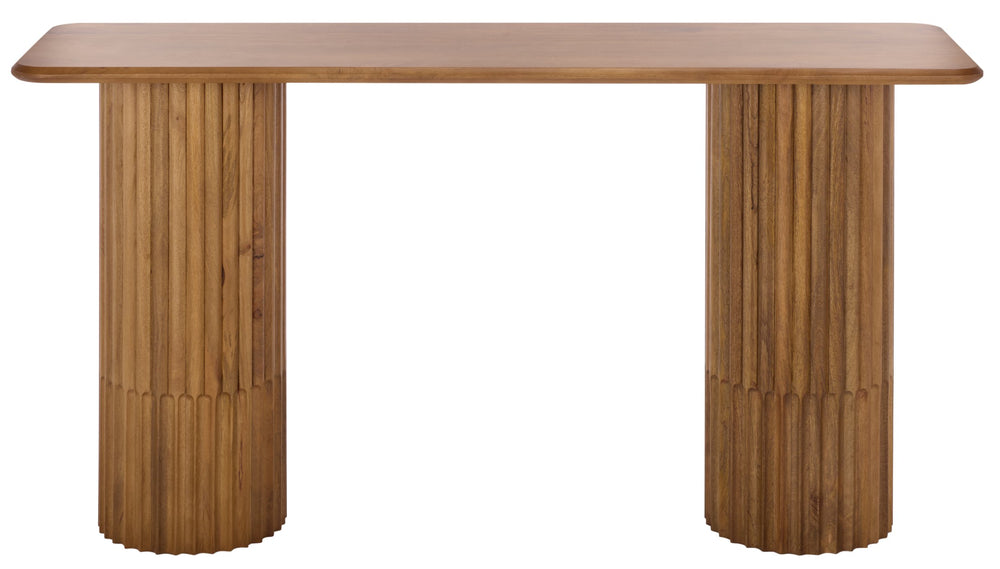 Safavieh Treyshawn Wood Top Console Table - Elegant Walnut Design For Stylish Living Room Décor And Functionality Walnut Wood Sfv6411a-2bx
