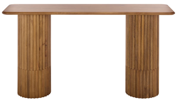 Safavieh Treyshawn Wood Top Console Table - Elegant Walnut Design For Stylish Living Room Décor And Functionality Walnut Wood Sfv6411a-2bx