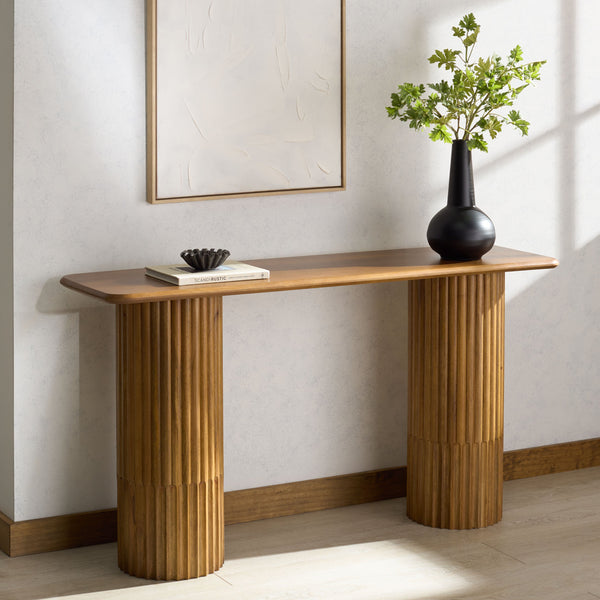 Safavieh Treyshawn Wood Top Console Table - Elegant Walnut Design For Stylish Living Room Décor And Functionality Walnut Wood Sfv6411a-2bx