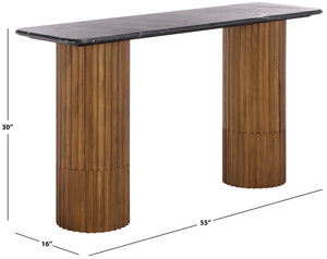 Safavieh Treyshawn Marble Top Console Table – Elegant Walnut Finish With Sleek Black Frame For Modern Homes Walnut ,Black Wood ,Marble Sfv6411b-2bx