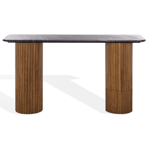 Safavieh Treyshawn Marble Top Console Table – Elegant Walnut Finish With Sleek Black Frame For Modern Homes Walnut ,Black Wood ,Marble Sfv6411b-2bx