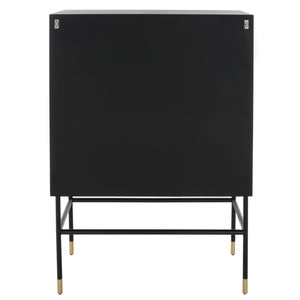 Safavieh Kimori 3-shelf Bar Cabinet - Chic Black & White Design With Stunning Bone Inlay & Gold Accents Black ,White Metal ,Wood ,Buffalo Bone Sfv6611a