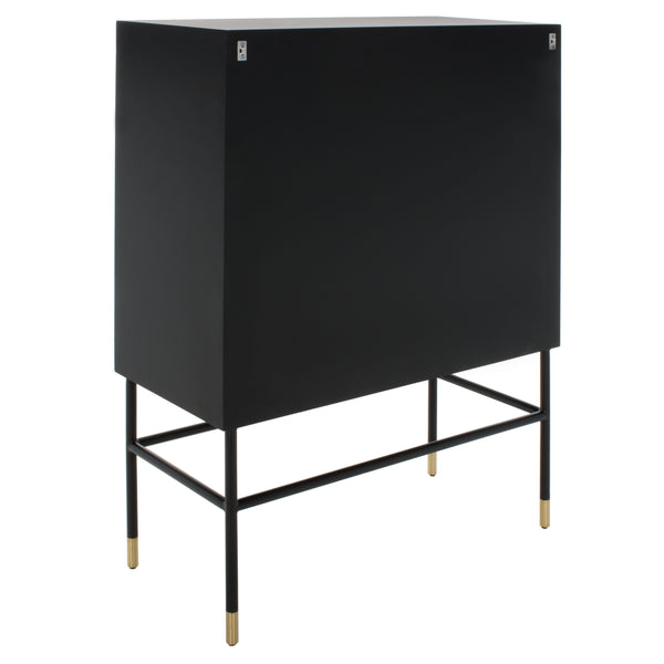 Safavieh Kimori 3-shelf Bar Cabinet - Chic Black & White Design With Stunning Bone Inlay & Gold Accents Black ,White Metal ,Wood ,Buffalo Bone Sfv6611a