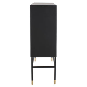 Safavieh Kimori 3-shelf Bar Cabinet - Chic Black & White Design With Stunning Bone Inlay & Gold Accents Black ,White Metal ,Wood ,Buffalo Bone Sfv6611a