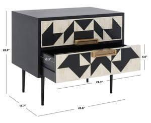 Safavieh KIMORI 2-Drawer Nightstand – Luxurious Bone Inlay & Gold Accents for Modern Glamorous Bedrooms SFV6612A
