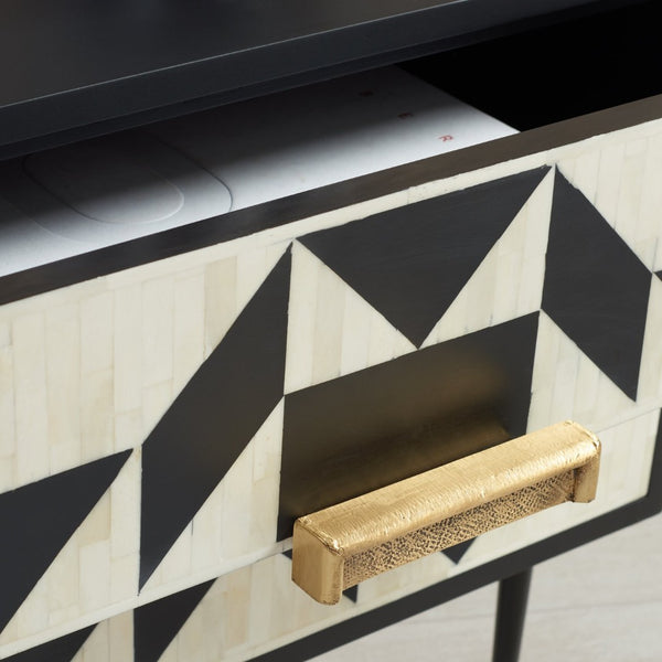 Safavieh KIMORI 2-Drawer Nightstand – Luxurious Bone Inlay & Gold Accents for Modern Glamorous Bedrooms SFV6612A