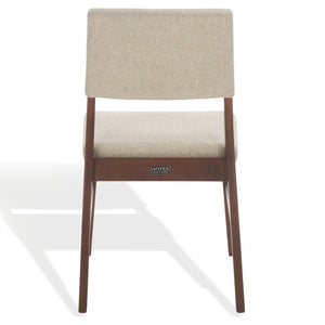 Safavieh Jessbrina Elegant Wood And Linen Dining Chair For A Cozy And Sophisticated Dining Experience Today! Walnut ,Beige 10% Wood,30% Fabric,60% Foam Sfv6700a-set2