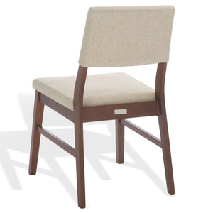 Safavieh Jessbrina Elegant Wood And Linen Dining Chair For A Cozy And Sophisticated Dining Experience Today! Walnut ,Beige 10% Wood,30% Fabric,60% Foam Sfv6700a-set2
