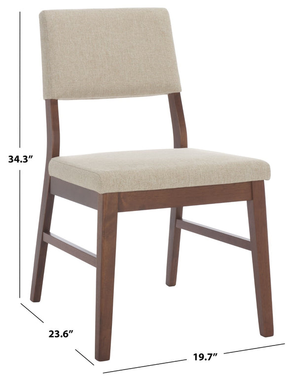 Safavieh Jessbrina Elegant Wood And Linen Dining Chair For A Cozy And Sophisticated Dining Experience Today! Walnut ,Beige 10% Wood,30% Fabric,60% Foam Sfv6700a-set2