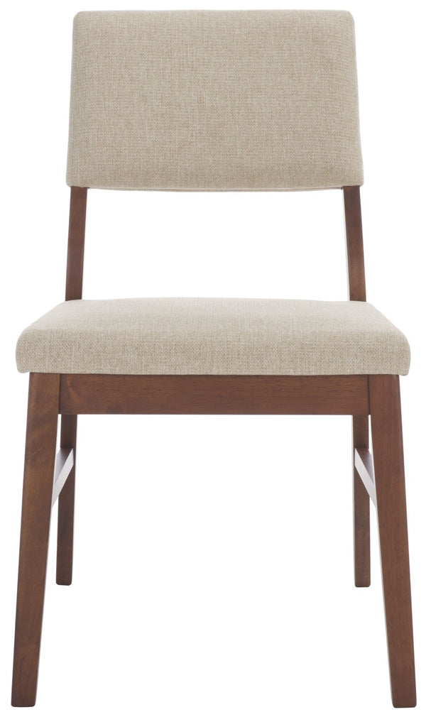Safavieh Jessbrina Elegant Wood And Linen Dining Chair For A Cozy And Sophisticated Dining Experience Today! Walnut ,Beige 10% Wood,30% Fabric,60% Foam Sfv6700a-set2