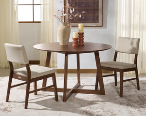 Safavieh JESSBRINA Dining Chair - Luxurious Linen Upholstered Seat with Solid Wood Frame for Modern Spaces Walnut / Beige SFV6700A-SET2