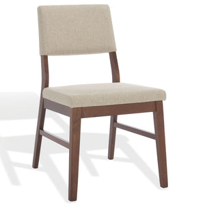 Safavieh Jessbrina Elegant Wood And Linen Dining Chair For A Cozy And Sophisticated Dining Experience Today! Walnut ,Beige 10% Wood,30% Fabric,60% Foam Sfv6700a-set2