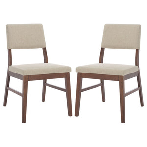 Safavieh Jessbrina Elegant Wood And Linen Dining Chair For A Cozy And Sophisticated Dining Experience Today! Walnut ,Beige 10% Wood,30% Fabric,60% Foam Sfv6700a-set2