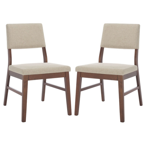 Safavieh Jessbrina Elegant Wood And Linen Dining Chair For A Cozy And Sophisticated Dining Experience Today! Walnut ,Beige 10% Wood,30% Fabric,60% Foam Sfv6700a-set2